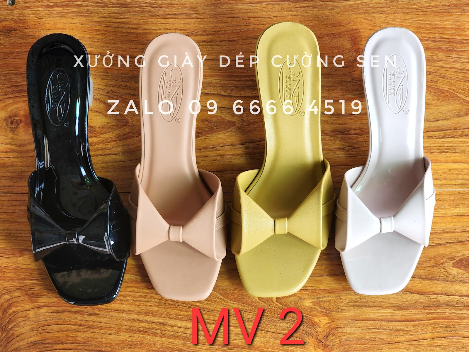 Dép cao gót quai bản ngang loa kèn MV2 1 Dép cao gót quai bản ngang loa kèn MV2