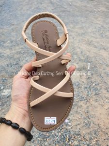 Sandal xẹp đế bằng quai dây trơn TKS22