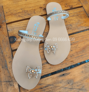 Dép xẹp đế bằng quai xỏ ngón đính đá TKX3